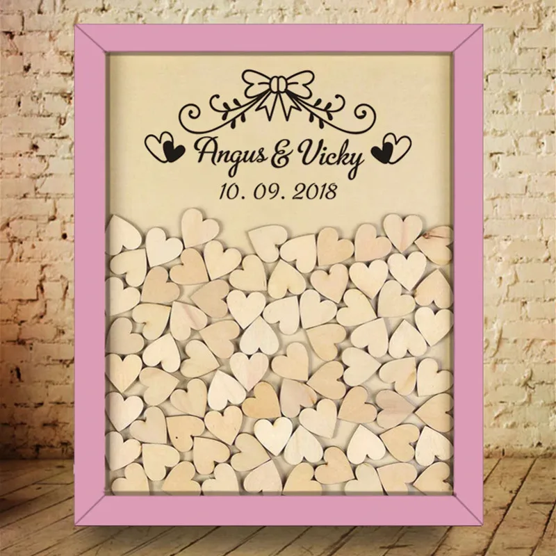 Rustic Wedding Guest Book Printed Bow Heart Drop Box Personalized Guestbook with Pink Frame Custom Name Date Background Color
Rustic Wedding Guest Book Printed Bow Heart Drop Box Personalized Guestbook with Pink Frame Custom Name Date Background Color