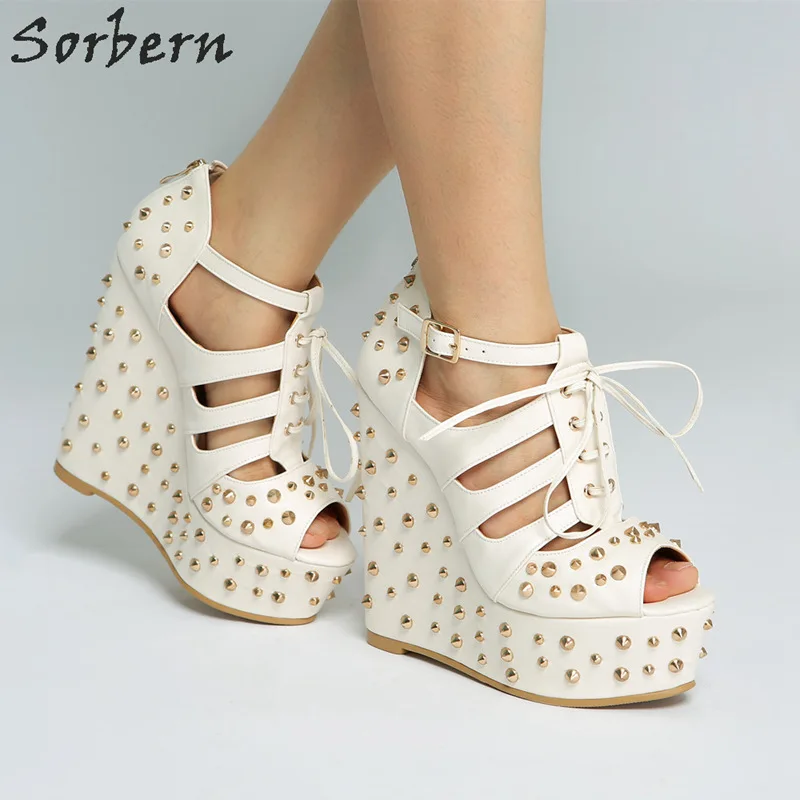 Sorbern Ultra High Heel Wedge Sandals Plus Size Shoes Women Rivets Gladiator Sandals Shoes Casual 42 Womans Shoes
Sorbern Ultra High Heel Wedge Sandals Plus Size Shoes Women Rivets Gladiator Sandals Shoes Casual 42 Womans Shoes