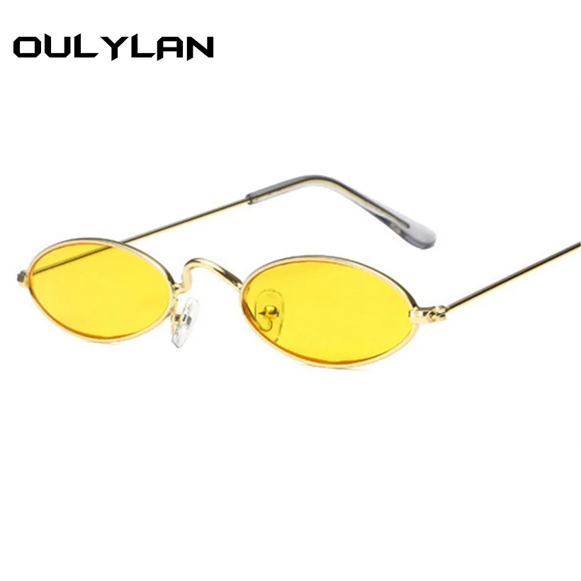 Солнцезащитные очки Oulylan овальные женские маленькие металлические желтые