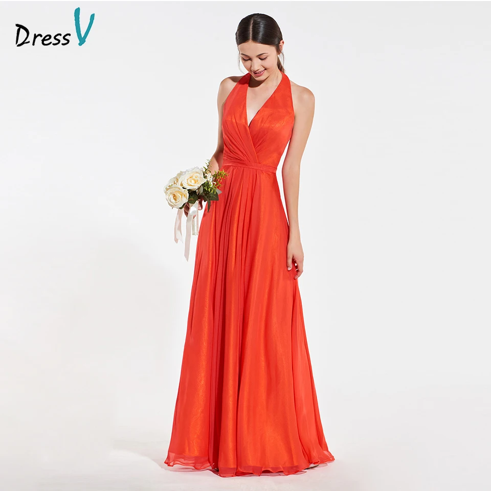 Dressv elegant orange red halter ruched bridesmaid dress backless a line wedding party women floor length bridesmaid dress
Dressv elegant orange red halter ruched bridesmaid dress backless a line wedding party women floor length bridesmaid dress