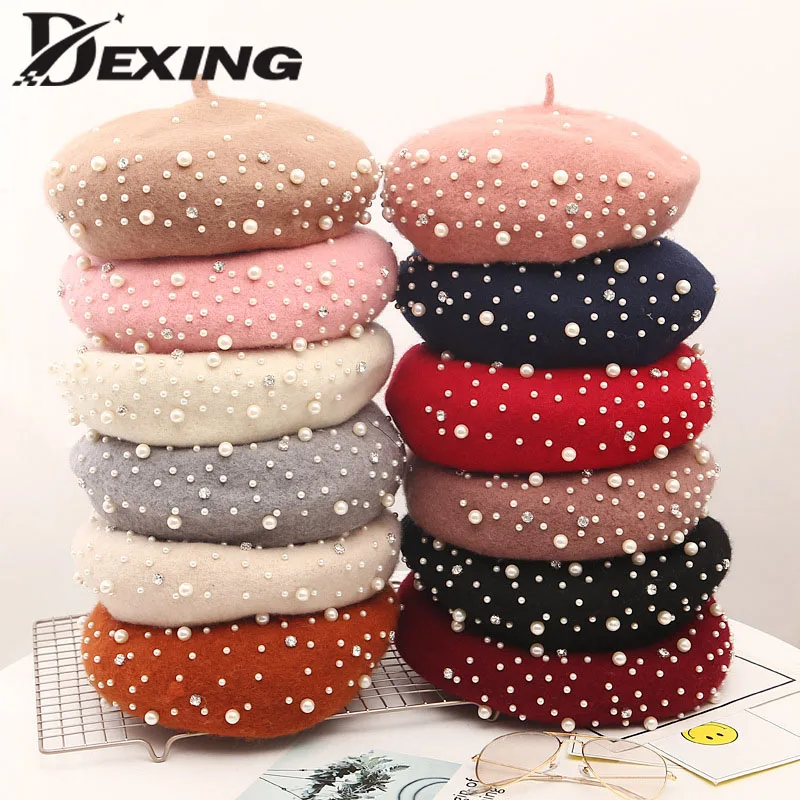 2018 New Fashion Winter Pearl Diamond Decoration Knit Beret Ladies Wool Warm Pumpkin hat Bead Bone Female Women Octagonal cap
2018 New Fashion Winter Pearl Diamond Decoration Knit Beret Ladies Wool Warm Pumpkin hat Bead Bone Female Women Octagonal cap