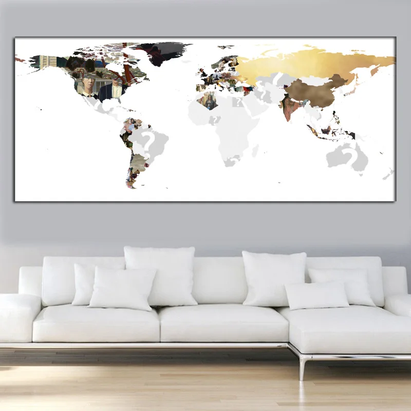 Скандинавская Картина на холсте A карта мира всемирно известная картина большой