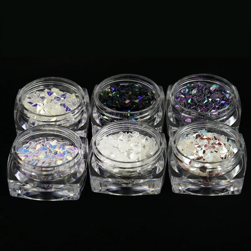 6jar/set DIAMOND Chameleon AB Laser Sequins for Nail Art 3D Flakes Glitter Confetti Sequins for Acrylic Tip UV Gel Polishing
6jar/set DIAMOND Chameleon AB Laser Sequins for Nail Art 3D Flakes Glitter Confetti Sequins for Acrylic Tip UV Gel Polishing