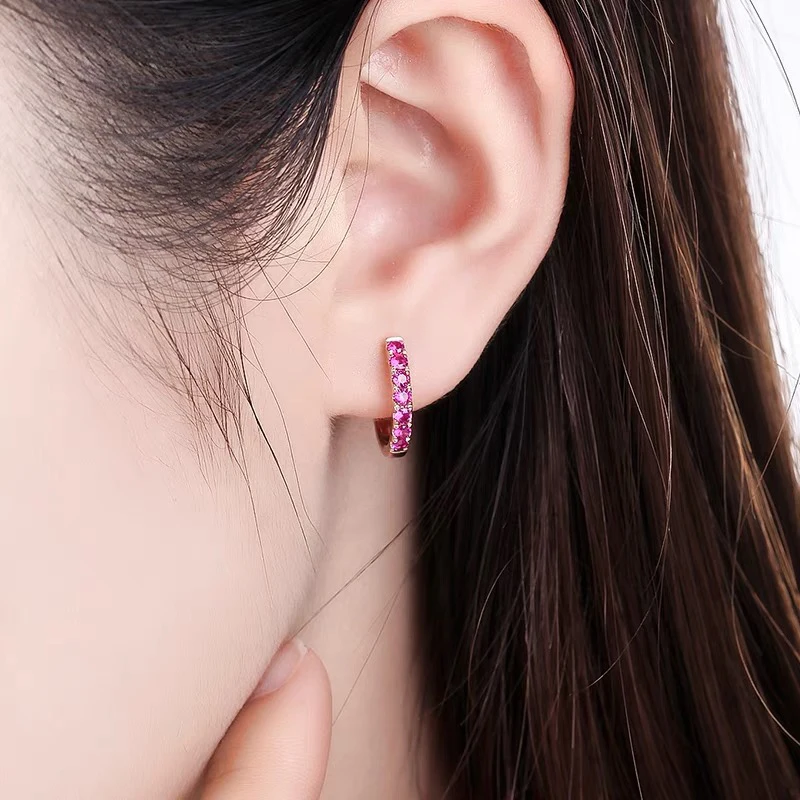 LUOWEND18K Solid Rose/Yellow/White Gold Women Wedding Hoop Earrings Natural Round Ruby Lady Engagement Earrings boucle d oreille
LUOWEND18K Solid Rose/Yellow/White Gold Women Wedding Hoop Earrings Natural Round Ruby Lady Engagement Earrings boucle d oreille
