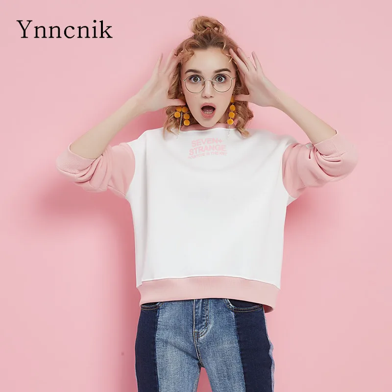 Свитшот Ynncnik женский флисовый с длинным рукавом худи надписью тренировочный