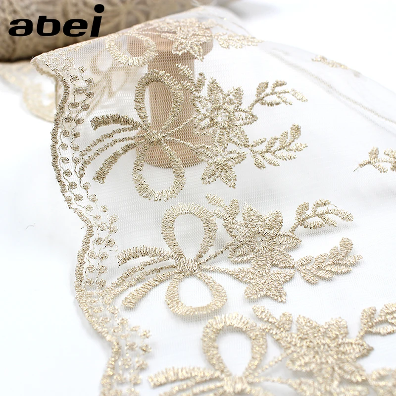 19cm wide, 2yards/lot Gold Mesh Embroidered Lace Trims Bow Flower mesh Fabric Wedding Party Doll Dress Sewing Embellishment
19cm wide, 2yards/lot Gold Mesh Embroidered Lace Trims Bow Flower mesh Fabric Wedding Party Doll Dress Sewing Embellishment