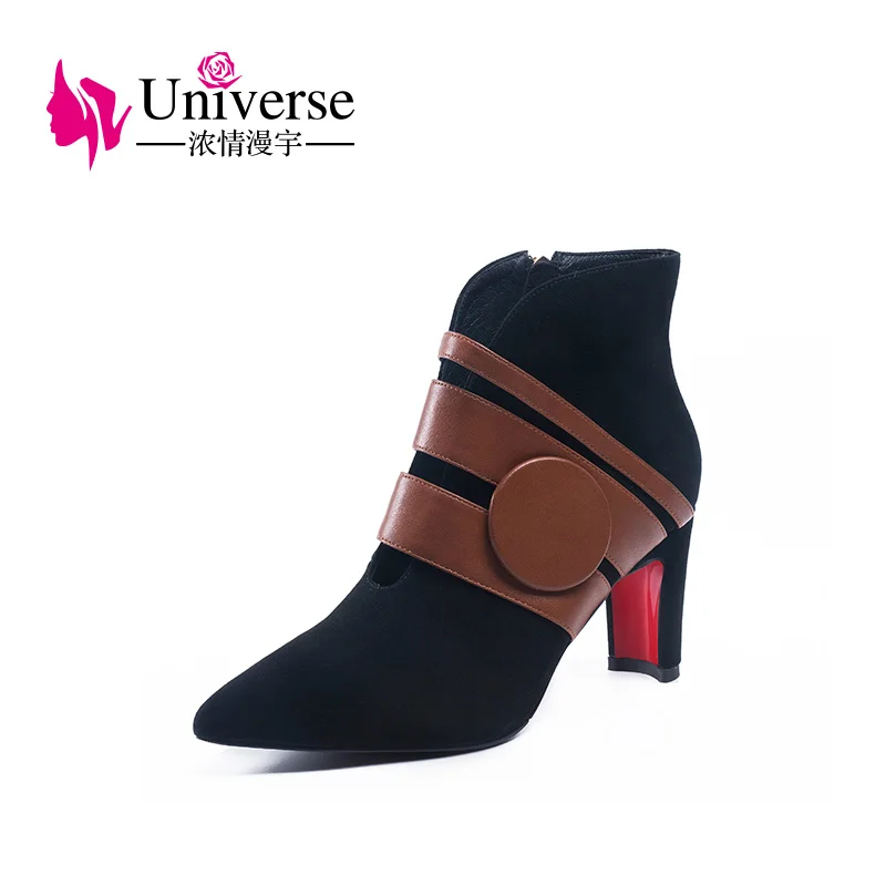 Universe kid suede+PU ankle boots soft warm pigskin lining pointed toe high heels black ladies winter boots women shoes H193
Universe kid suede+PU ankle boots soft warm pigskin lining pointed toe high heels black ladies winter boots women shoes H193