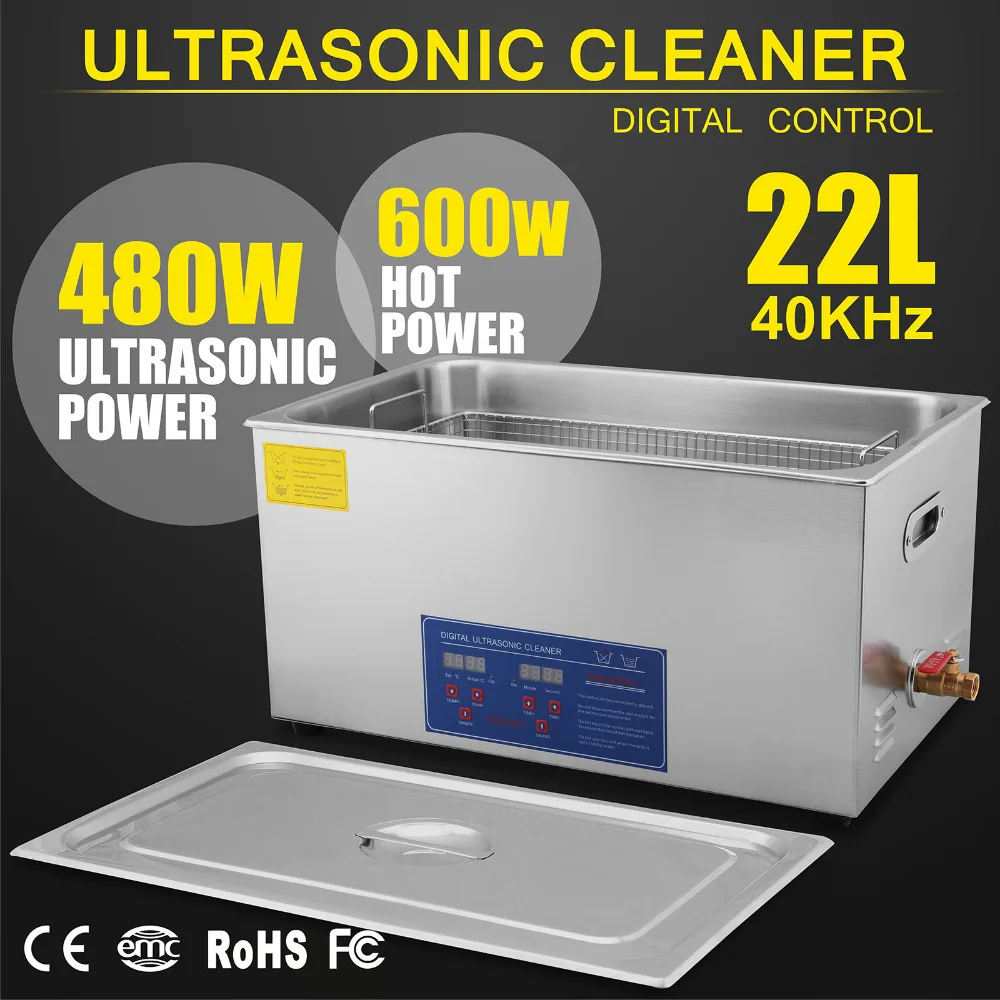 22L Digital Ultrasonic Cleaners Cleaning Supplies Heating Basket LCD ind