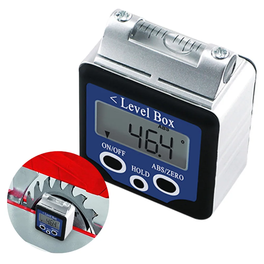 Digital 360degree Bevel Box Inclinometer with Magnets and Spirit Level with Large LCD Display Data HOLD function
Digital 360degree Bevel Box Inclinometer with Magnets and Spirit Level with Large LCD Display Data HOLD function