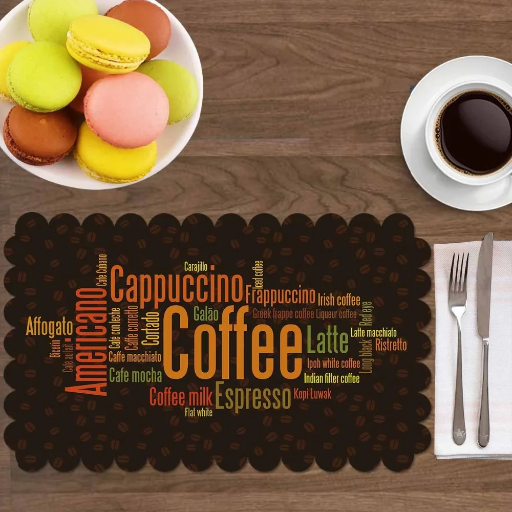 Else Brown Orange Green Coffee Americano Writen 4 Pcs 3d Print Washable Micro Fabric Table Placemat Pad for Dining Room Kitchen
Else Brown Orange Green Coffee Americano Writen 4 Pcs 3d Print Washable Micro Fabric Table Placemat Pad for Dining Room Kitchen