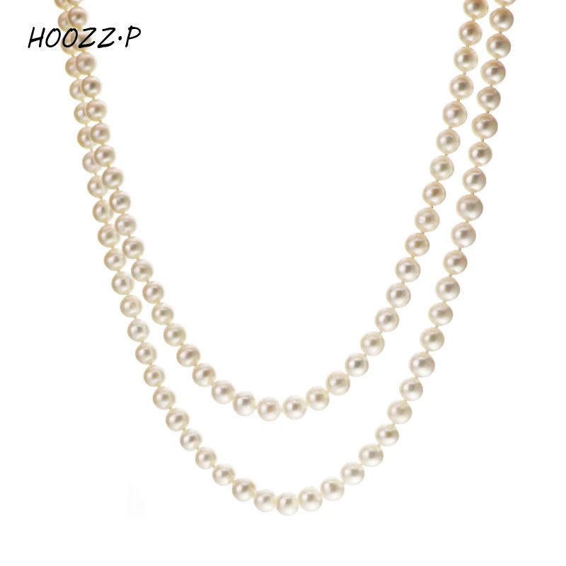 HOOZZ.P Handpicked AA Quality White Freshwater Cultured Pearl Rope Necklace 48" Infinity Strand Long Necklace
HOOZZ.P Handpicked AA Quality White Freshwater Cultured Pearl Rope Necklace 48" Infinity Strand Long Necklace