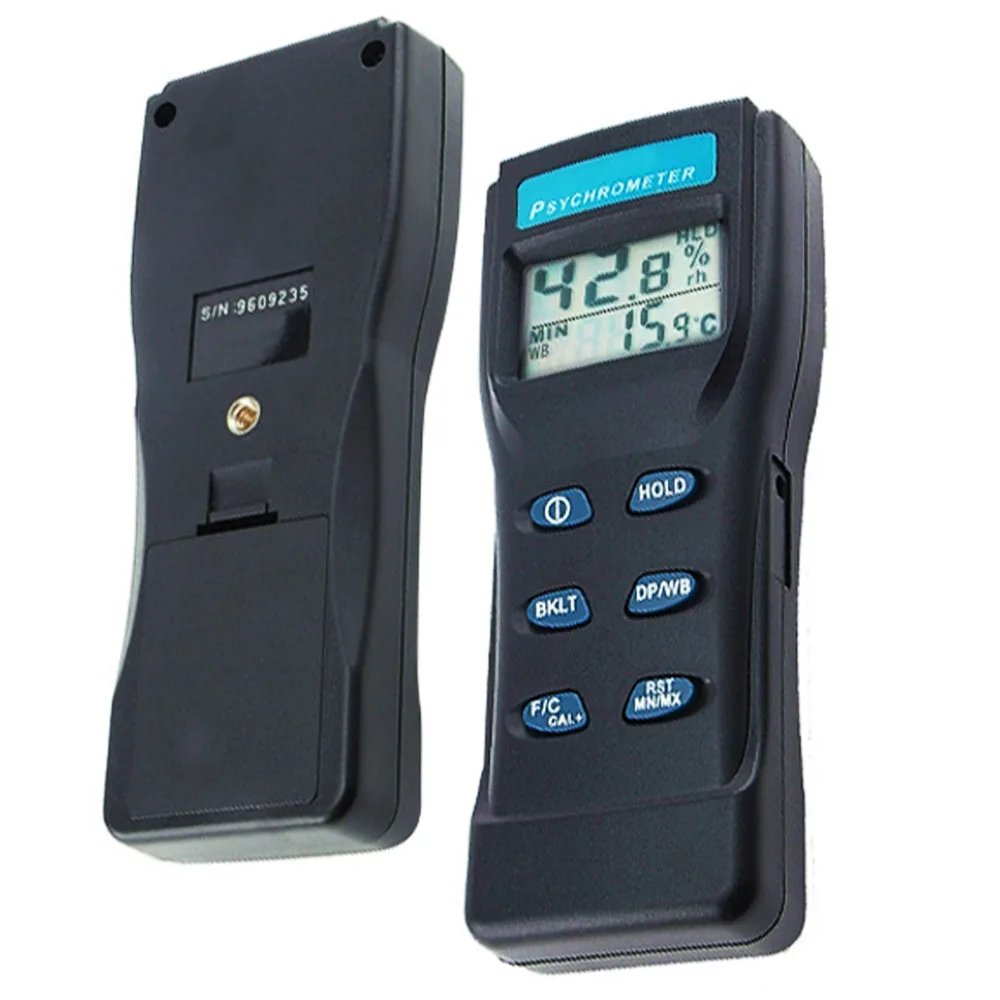 Digital Thermo hygrometer / Psychrometer / Thermometer / Wet Bulb / Humidity with detachable Probe Celsius Fahrenheit Tester
Digital Thermo hygrometer / Psychrometer / Thermometer / Wet Bulb / Humidity with detachable Probe Celsius Fahrenheit Tester