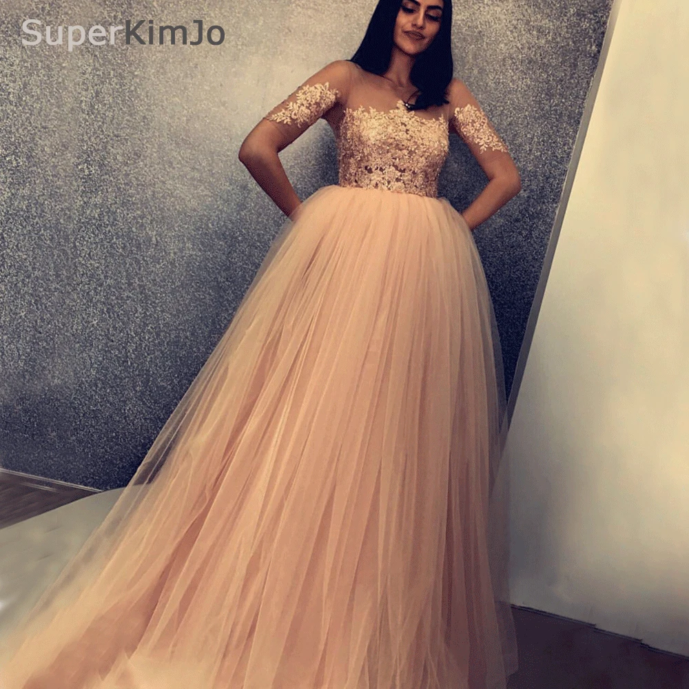 SuperKimJo Pregnant Prom Dresses 2019 Nude Pink Tulle Lace Applique Beaded Prom Gown Vestido De Festa
SuperKimJo Pregnant Prom Dresses 2019 Nude Pink Tulle Lace Applique Beaded Prom Gown Vestido De Festa