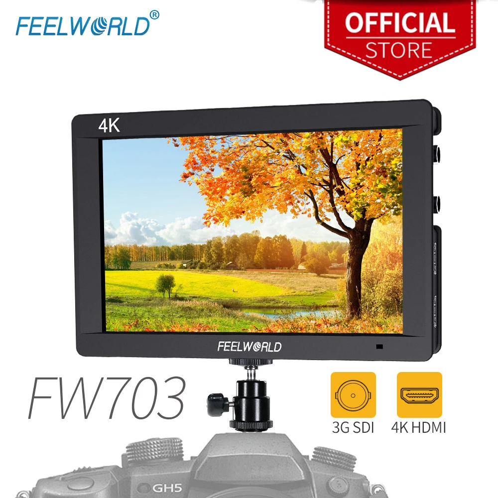 7-дюймовый монитор Feelworld FW703 3G-SDI 4K HDMI IPS 1920x1200 Full HD-камера полевой с гистограммой