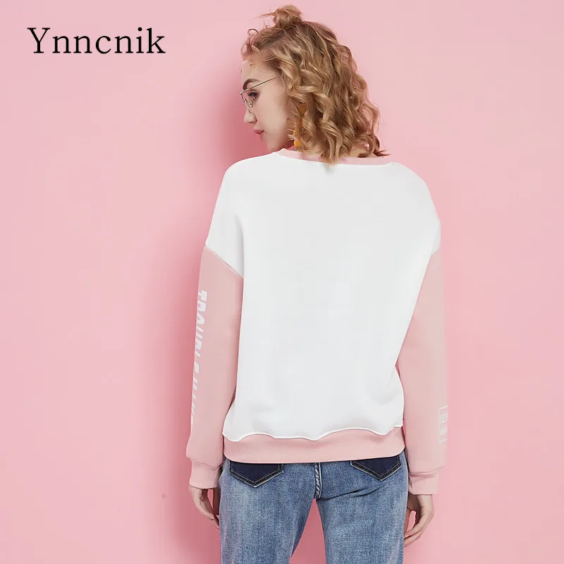 Свитшот Ynncnik женский флисовый с длинным рукавом худи надписью тренировочный