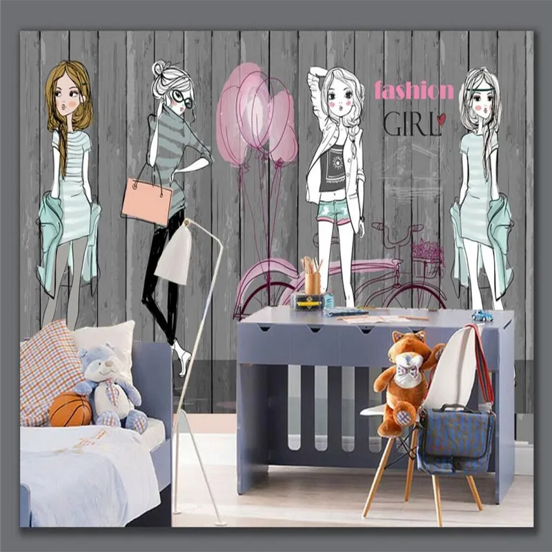 Hand-painted wooden board fashion girl clothes shop wall professional production wallpaper mural
Hand-painted wooden board fashion girl clothes shop wall professional production wallpaper mural