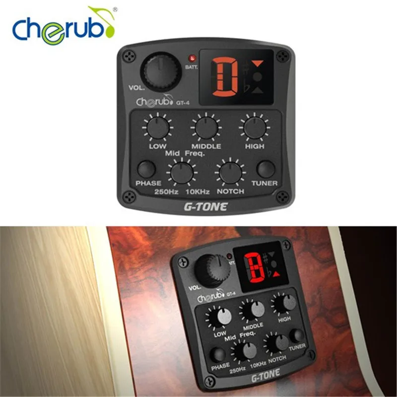 Cherub GT-4 3-полосная Акустическая гитара эквалайзер Пикап тюнер гитарра струнный