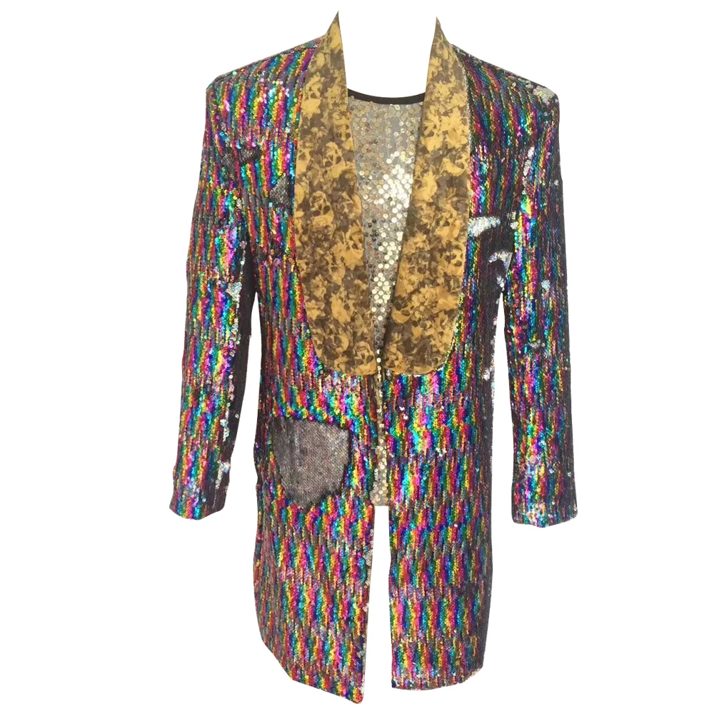 HCF by Air Mens 1 Piece Printed Flannel Lapel Long Pattern Colors Costumer Jacket With Shiny Sequins For Any Party
HCF by Air Mens 1 Piece Printed Flannel Lapel Long Pattern Colors Costumer Jacket With Shiny Sequins For Any Party