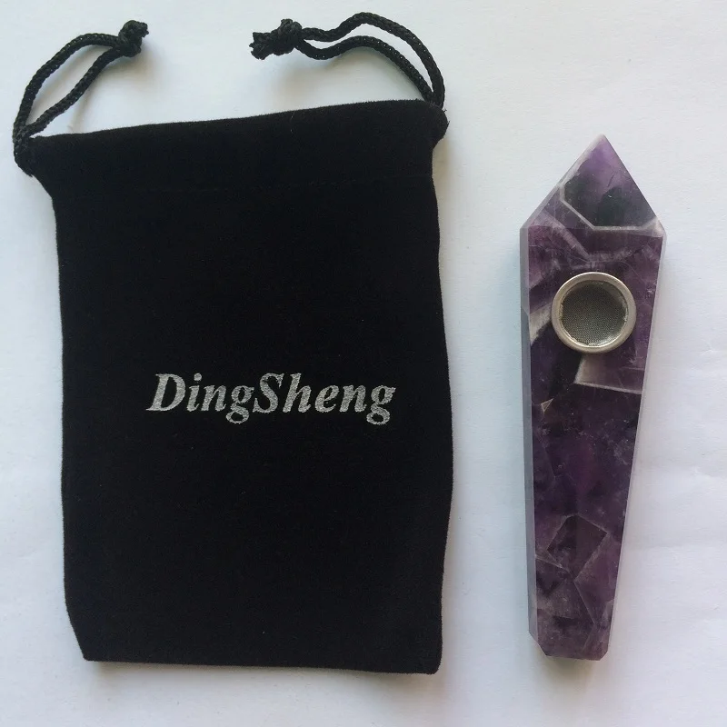 Dream Amethyst Smoking pipe Natural Purple Crystal Cigarette Tobacco Holder With Metal Bowl Filter and Velvet Pouch
Dream Amethyst Smoking pipe Natural Purple Crystal Cigarette Tobacco Holder With Metal Bowl Filter and Velvet Pouch