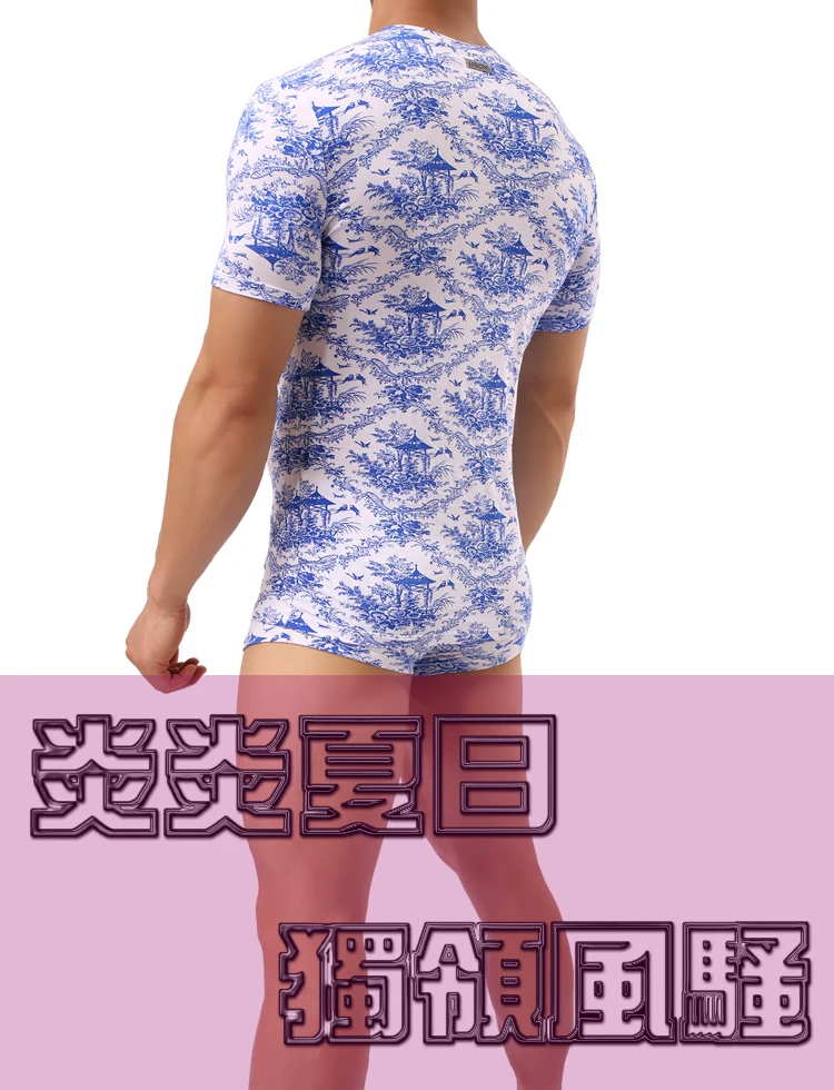 JJSOX Мужская футболка модное модальное дышащее Нижнее белье синяя и белая