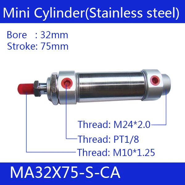 Free shipping Pneumatic Stainless Air Cylinder 40MM Bore 75MM Stroke , MA40X75-S-CA, 40*75 Double Action Mini Round Cylinders
Free shipping Pneumatic Stainless Air Cylinder 40MM Bore 75MM Stroke , MA40X75-S-CA, 40*75 Double Action Mini Round Cylinders
