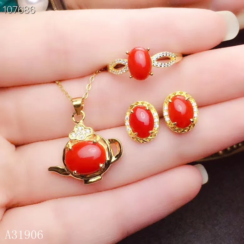 KJJEAXCMY Fine Jewelry 925 sterling silver inlaid natural red coral female ring pendant necklace earrings set support detection
KJJEAXCMY Fine Jewelry 925 sterling silver inlaid natural red coral female ring pendant necklace earrings set support detection