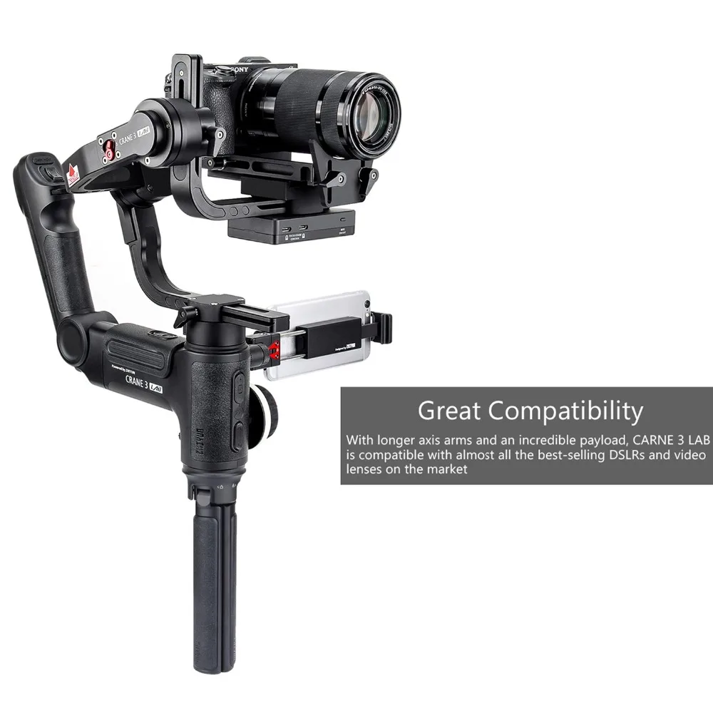 Zhiyun Crane 3 LAB 3-axis Handheld Gimbal stabilizer for Sony A7M3 A7R3 Canon 1DX Mark II 6D II 5D IV Panasonic GH5 GH5S
Zhiyun Crane 3 LAB 3-axis Handheld Gimbal stabilizer for Sony A7M3 A7R3 Canon 1DX Mark II 6D II 5D IV Panasonic GH5 GH5S