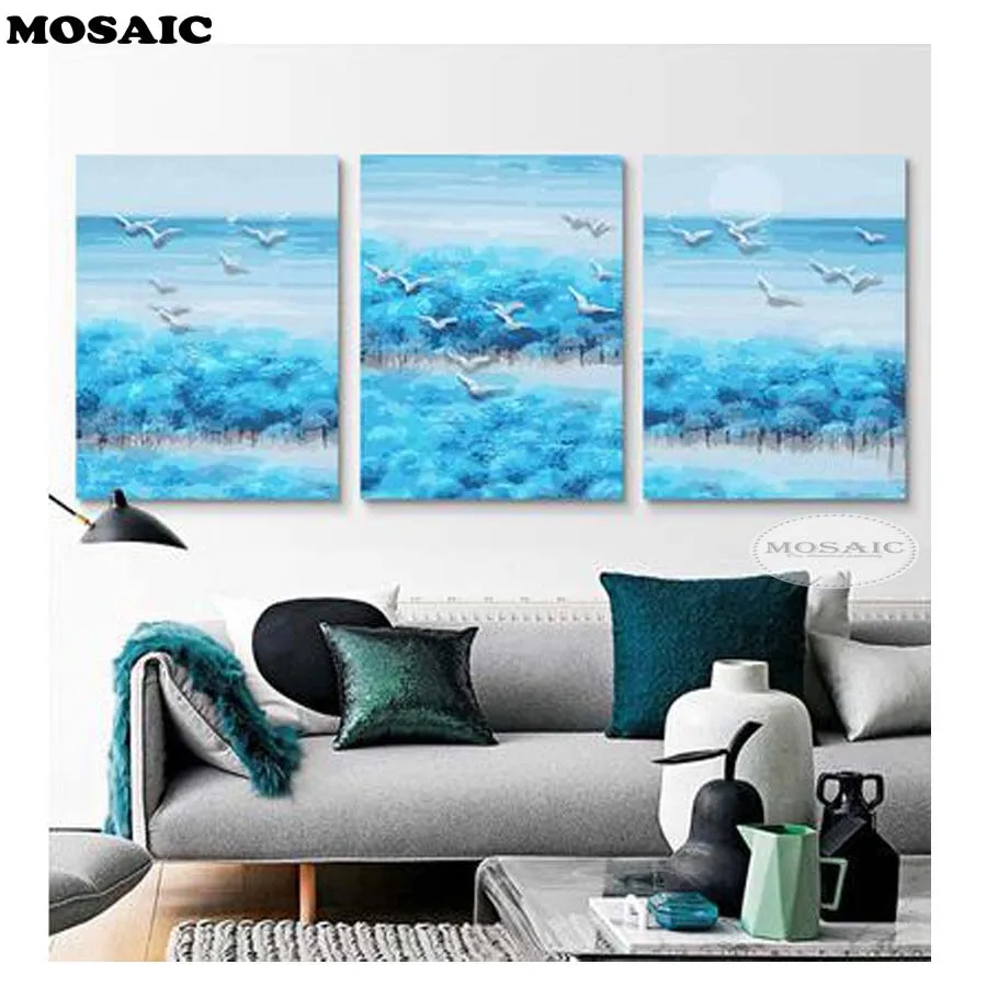 5d DIY Diamond Painting Cross Stitch Full Mosaic Diamond Embroidery triptych blue tree sea Decoration Painting
5d DIY Diamond Painting Cross Stitch Full Mosaic Diamond Embroidery triptych blue tree sea Decoration Painting
