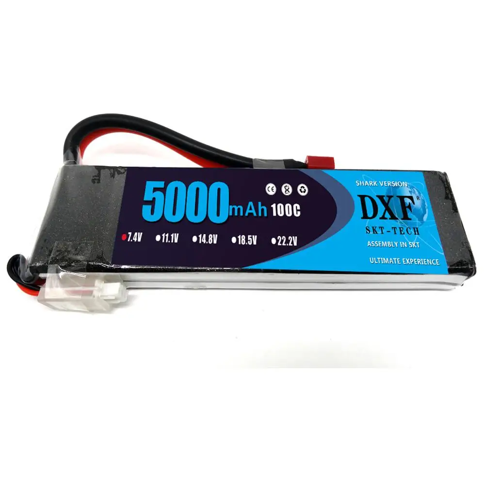 DXF RC Lipo Battery 2s 7.4V 5000mah 100C 200C 2S Bateria for 1/8 1/10 Car Hobby for TRX Slash 4x4 Bandit
DXF RC Lipo Battery 2s 7.4V 5000mah 100C 200C 2S Bateria for 1/8 1/10 Car Hobby for TRX Slash 4x4 Bandit