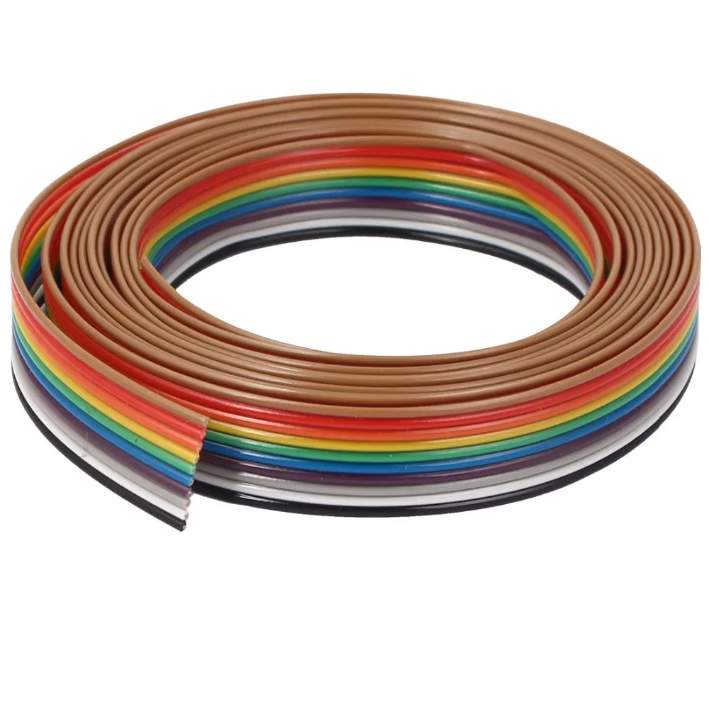 UXCELL 1 9 метра 6.2ft 10 Way pin плоский ленточный кабель IDC провод Радужный проводка