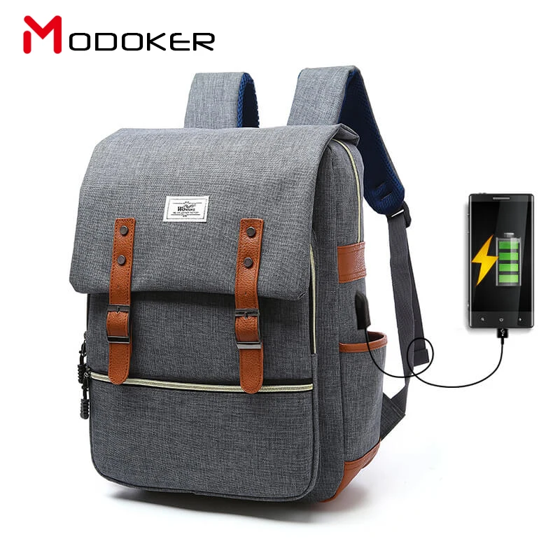 Рюкзак Modoker Корейский унисекс внешний USB рюкзак с защитой от кражи Женский ранец