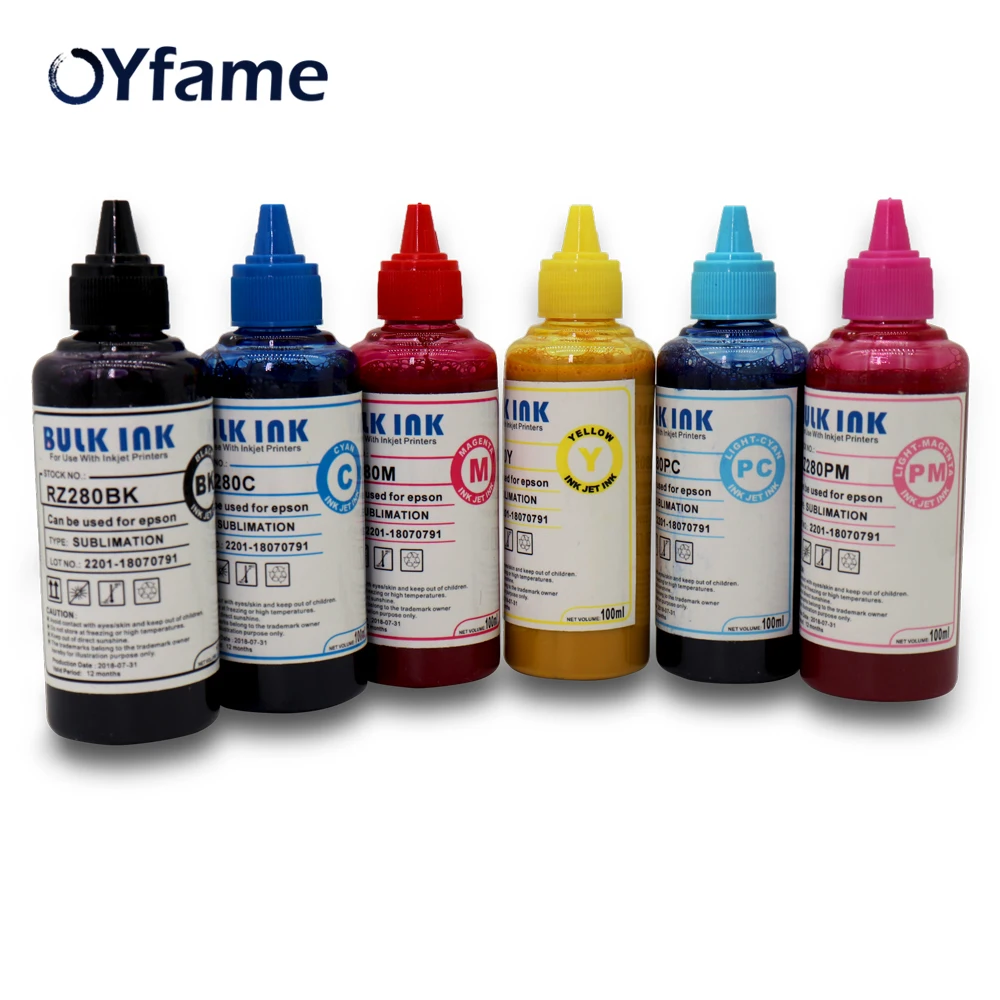 OYfame 6 x100ml Universal Sublimation Ink 6 color For Epson Inkjet Printers Heat Transfer Ink Heat Press For Mug Cup Shoes
OYfame 6 x100ml Universal Sublimation Ink 6 color For Epson Inkjet Printers Heat Transfer Ink Heat Press For Mug Cup Shoes