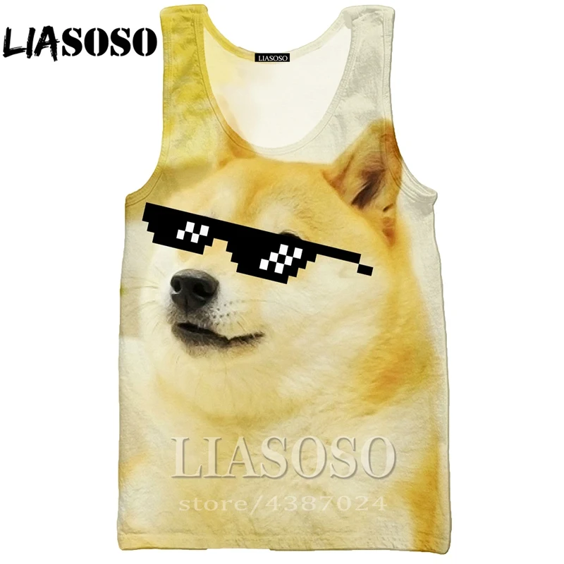 LIASOSO для мужчин и женщин 3d принт Homme очки doge Футболка Собака t хип хоп аниме худи с
