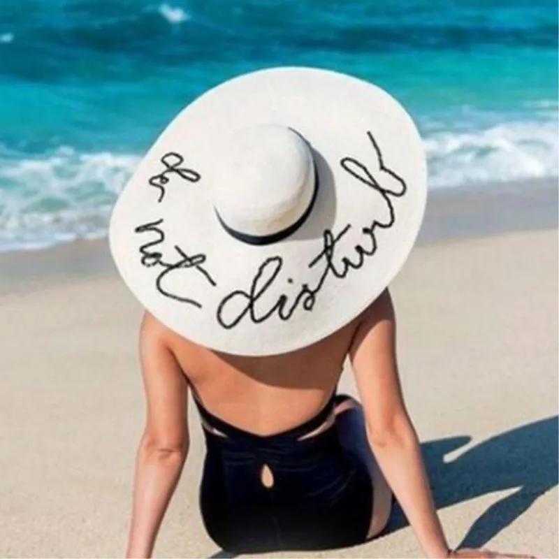 Seioum Summer Large Brim Sun Hats For Women Fashion Sequins Letter do not disturb Embroidery Folded Floppy Hat Bohemia Beach Cap
Seioum Summer Large Brim Sun Hats For Women Fashion Sequins Letter do not disturb Embroidery Folded Floppy Hat Bohemia Beach Cap