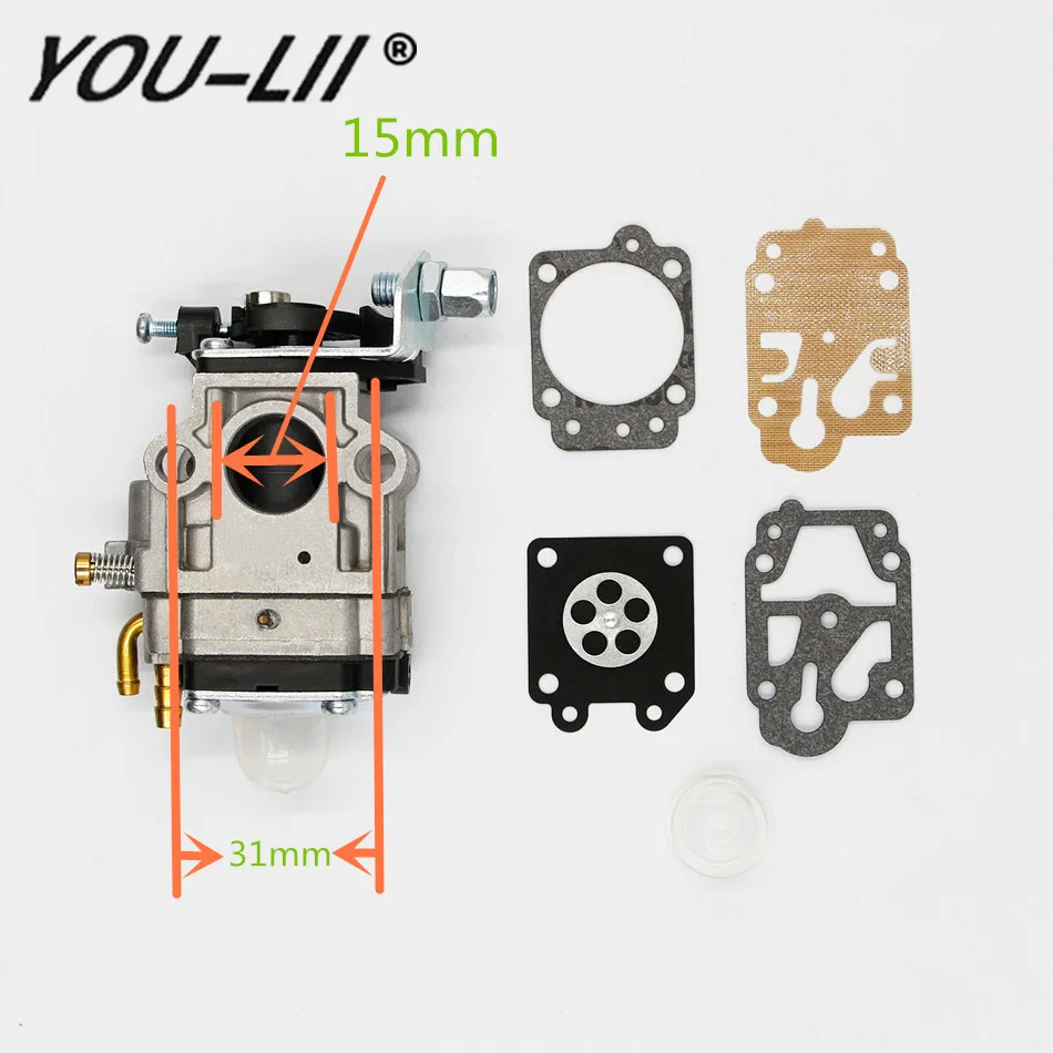 YOULII 5 pcs/lot Carburetor 43cc 47cc 49cc 50cc 2 Stroke Engine Pocket MINI Bike Super Razorback Boreem 15mm Intake Hole
YOULII 5 pcs/lot Carburetor 43cc 47cc 49cc 50cc 2 Stroke Engine Pocket MINI Bike Super Razorback Boreem 15mm Intake Hole