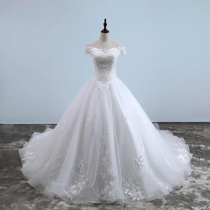 Luxury Off The Shoulder Sweetheart Embroidery Applique Casamento Lace Edge New Design Court Train Ball Gown Vestidos De Noiva
Luxury Off The Shoulder Sweetheart Embroidery Applique Casamento Lace Edge New Design Court Train Ball Gown Vestidos De Noiva