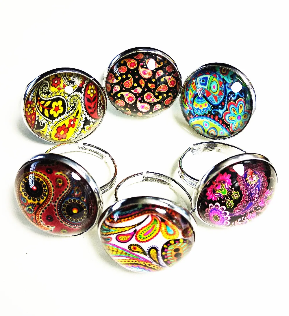 Jiangzimei 24pcs/lot Buddhist finger ring Mandala Bandan flowers Paisley Glass rings for girls women party gift
Jiangzimei 24pcs/lot Buddhist finger ring Mandala Bandan flowers Paisley Glass rings for girls women party gift