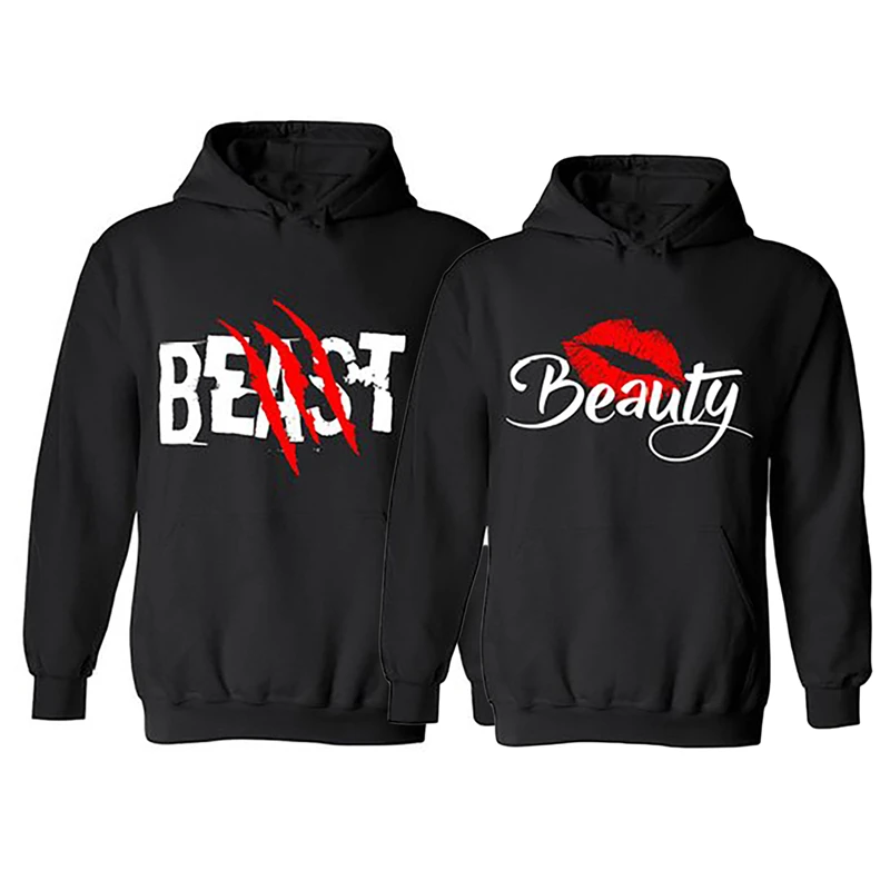 Fashion BEAST and BEAUTY Graphic Print Couple Hoodies Black Hooded Lovers Sweatshirt Autumn Sportswear Hoodies
Fashion BEAST and BEAUTY Graphic Print Couple Hoodies Black Hooded Lovers Sweatshirt Autumn Sportswear Hoodies