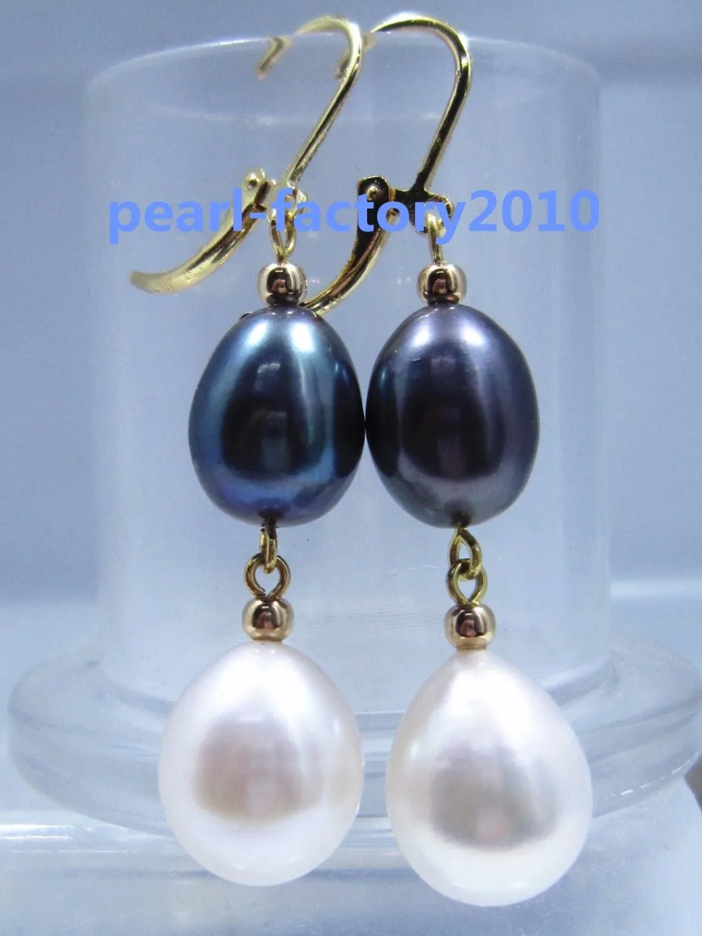 new 13X11MM AAA PERFECT south sea white and black pearl earrings>>> Free shipping