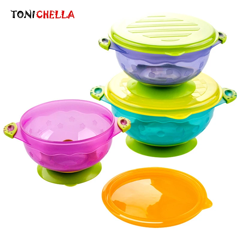 

3PCS/LOT Baby Feeding Dishes Kids Suction Cup Bowl Training Safety Tableware Food Container Kids Feeder T0328