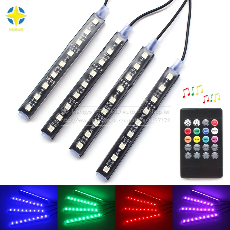 9LED 7 Colorful Remote Music Control Ambient Foot well Lighting Car Interior Parking Car Styling DIY decorative LED light
9LED 7 Colorful Remote Music Control Ambient Foot well Lighting Car Interior Parking Car Styling DIY decorative LED light