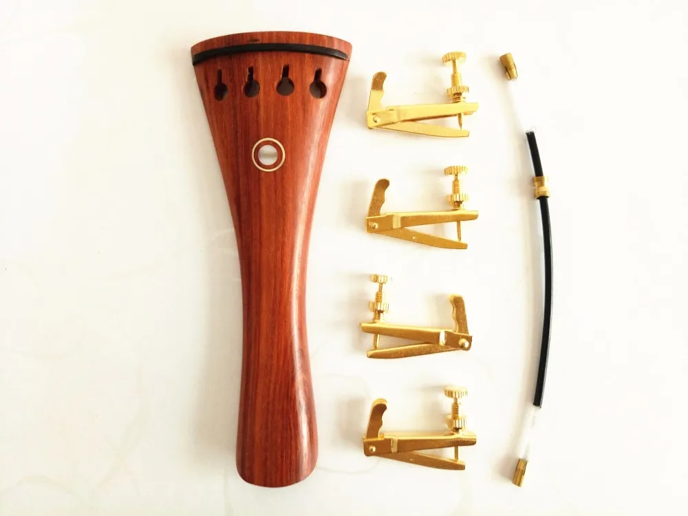 

1pcs high quality rosewood Viola Tailpiece fixed golden fine tuners Tail gut viola accessories