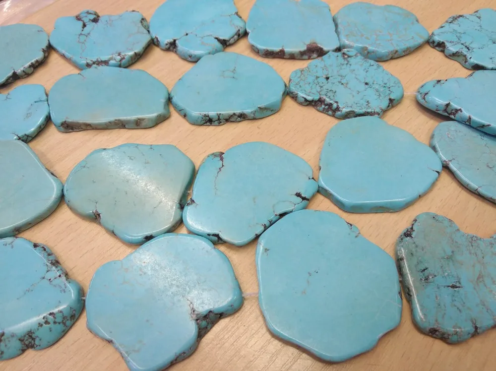Full strand 16" 60-40mm aqua BlueTurquoise Beads Slices Slabs,Freeform Veins Cracked Turquoise Stone High Quality
Full strand 16" 60-40mm aqua BlueTurquoise Beads Slices Slabs,Freeform Veins Cracked Turquoise Stone High Quality