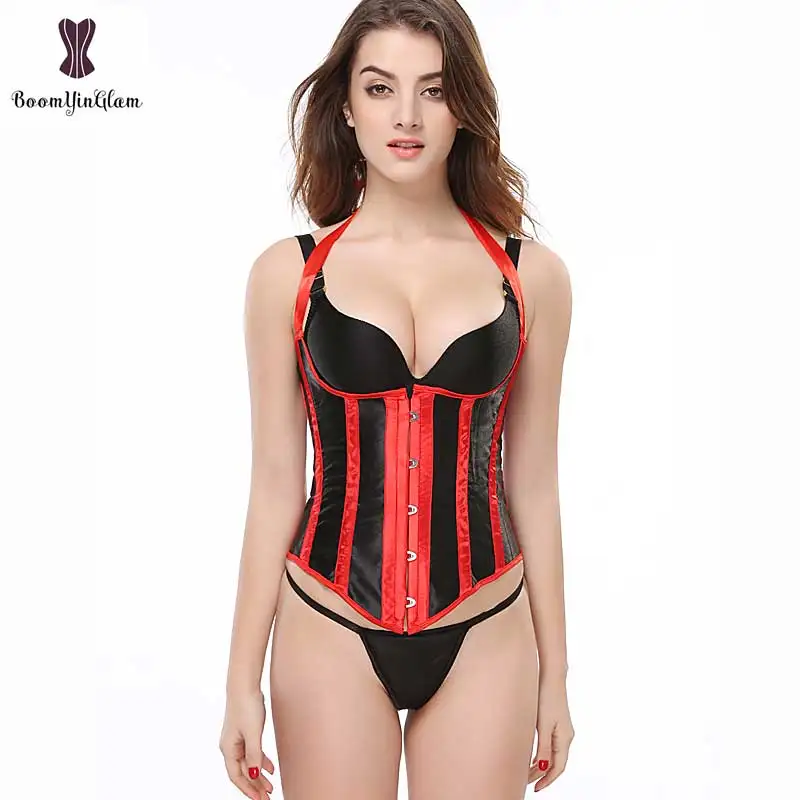 wholesale price 4 colors satin halterneck waist cincher body shaperwear costume underbust corset Stripped Busk Gorset Sexy Korse
wholesale price 4 colors satin halterneck waist cincher body shaperwear costume underbust corset Stripped Busk Gorset Sexy Korse