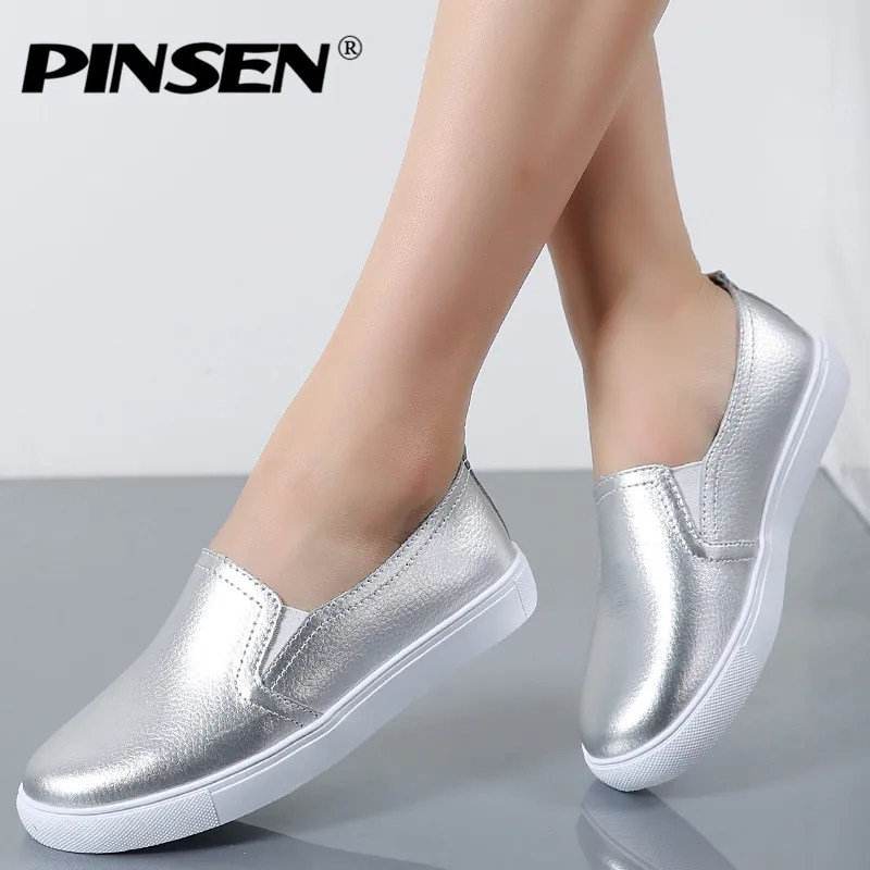 PINSEN 2020 высококачественные модные женские лоферы на плоской подошве повседневная