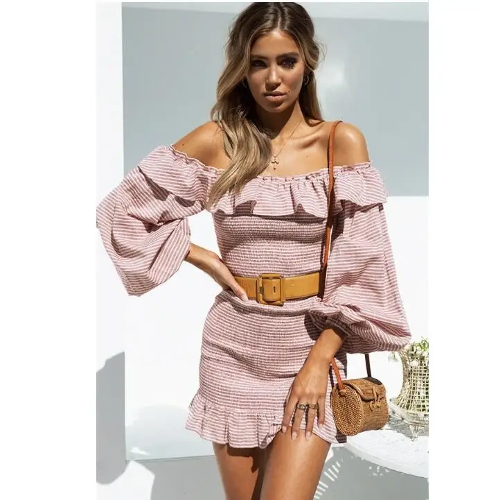 New Pink Dresses Summer Slash Neck Beach Summer Beach Mini Dress Lantern Long Sleeve Ruffle Women Sexy Party Vintage Dres LGY-16
New Pink Dresses Summer Slash Neck Beach Summer Beach Mini Dress Lantern Long Sleeve Ruffle Women Sexy Party Vintage Dres LGY-16