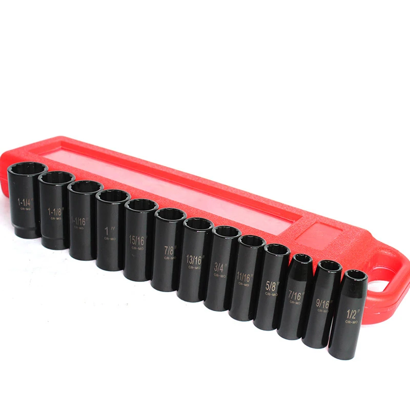 13pcs 1/2in Deep Impact Socket Set Chrome-molybdenum Steel Auto Car Repair Hand Tool Set
13pcs 1/2in Deep Impact Socket Set Chrome-molybdenum Steel Auto Car Repair Hand Tool Set