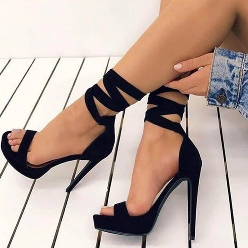 Women High Heels Sandals Suede Peep Toe Shoes Women Plain Open Toe Lace-Up Platform 14cm Heel Women's Sandals For Party Dressing
Women High Heels Sandals Suede Peep Toe Shoes Women Plain Open Toe Lace-Up Platform 14cm Heel Women's Sandals For Party Dressing