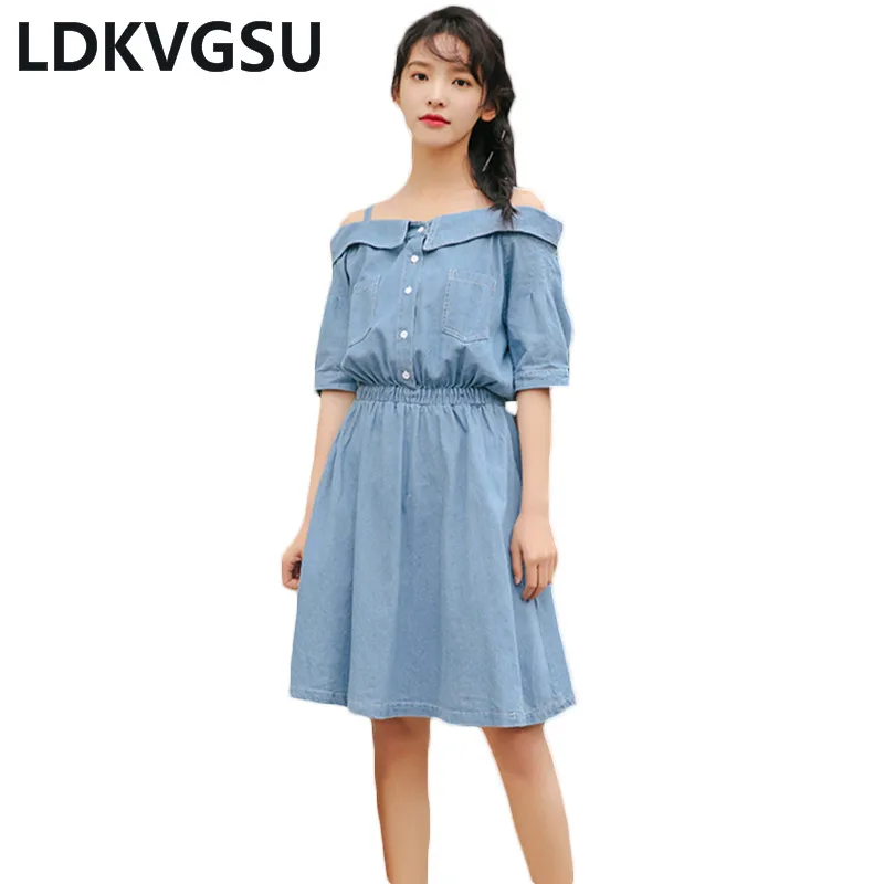 2018 Summer New Women Denim Dress Korean High Waist Elastic Denim Strap Dress Temperament Female Casual Vestidos Is317
2018 Summer New Women Denim Dress Korean High Waist Elastic Denim Strap Dress Temperament Female Casual Vestidos Is317