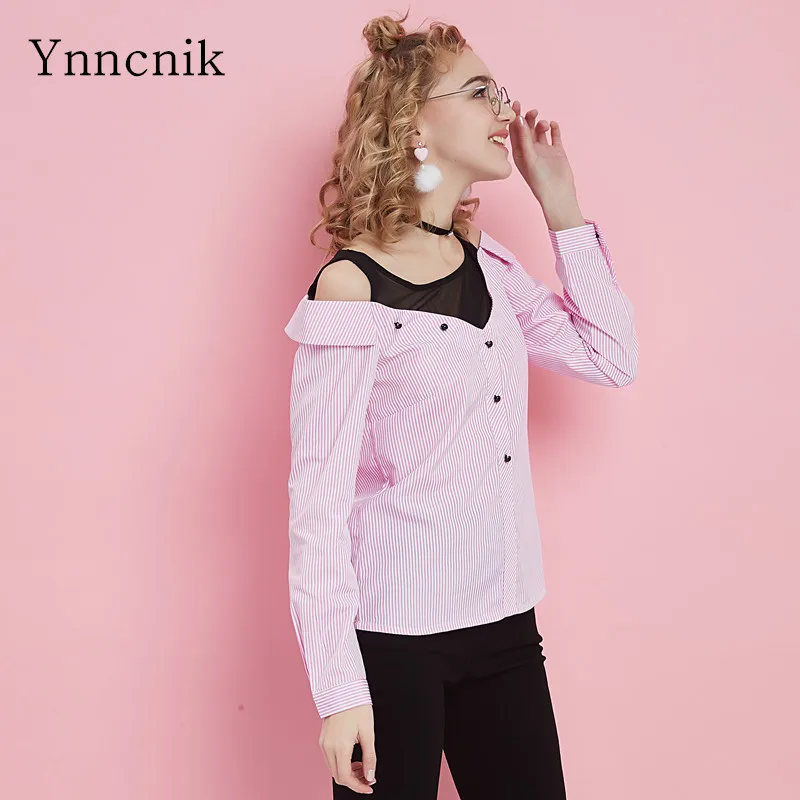 Женская клетчатая блузка ynncника Лоскутная Блузка с длинным рукавом открытыми
